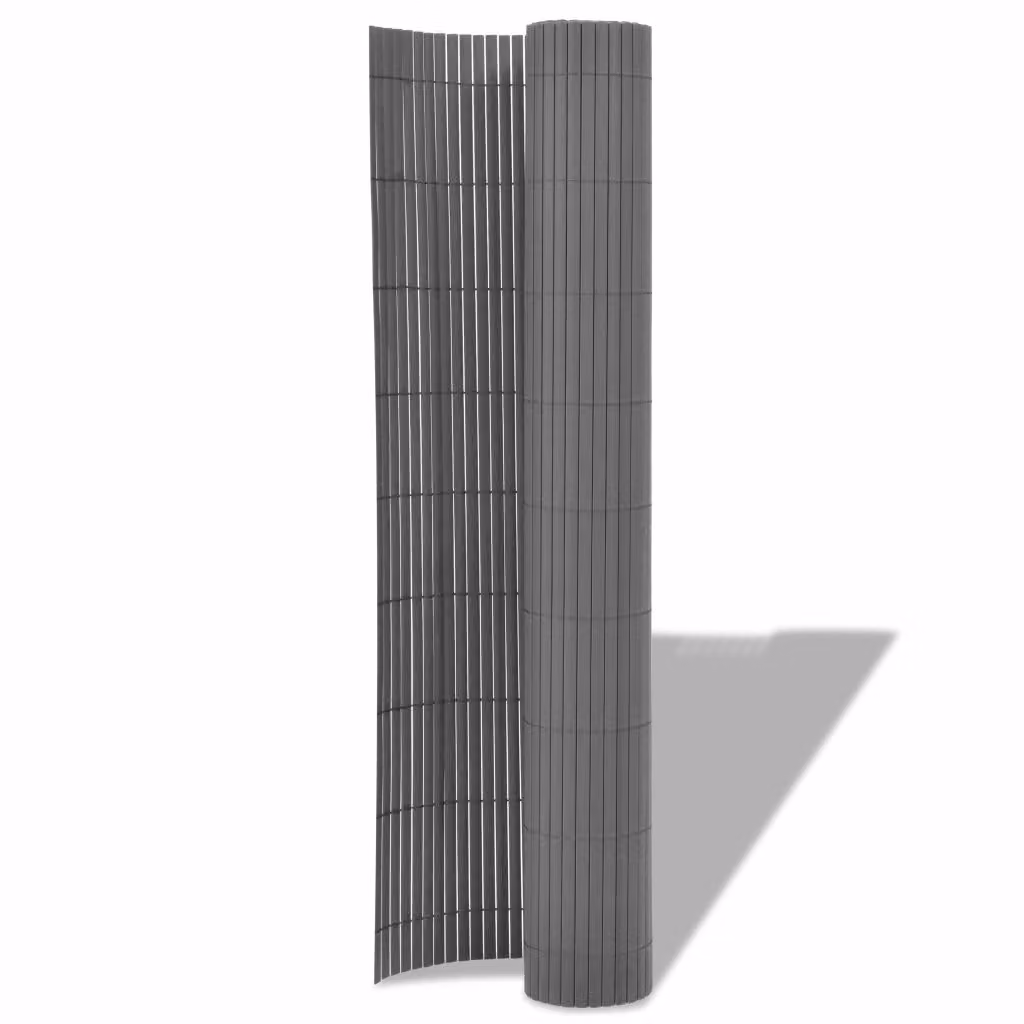 vidaXL Recinzione da giardino bifacciale in PVC 150 x 500 cm grigio