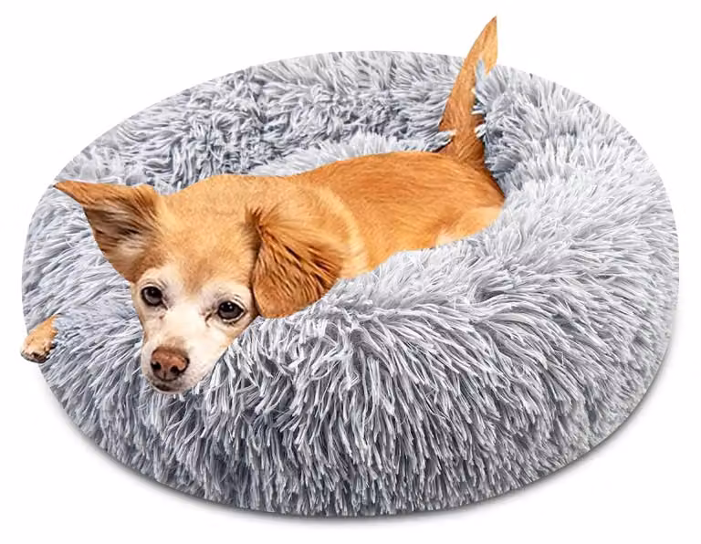 Cuccia rotonda per cani - Morbida in peluche - Grigio - 60 cm - Cuccia per cane e gatto