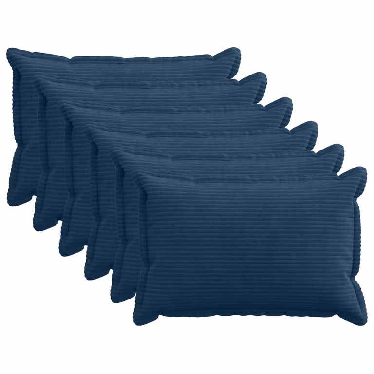 Set di 6 federe vidaXL HOUTEN in velluto a coste blu navy, L 50 cm x P 80 cm
