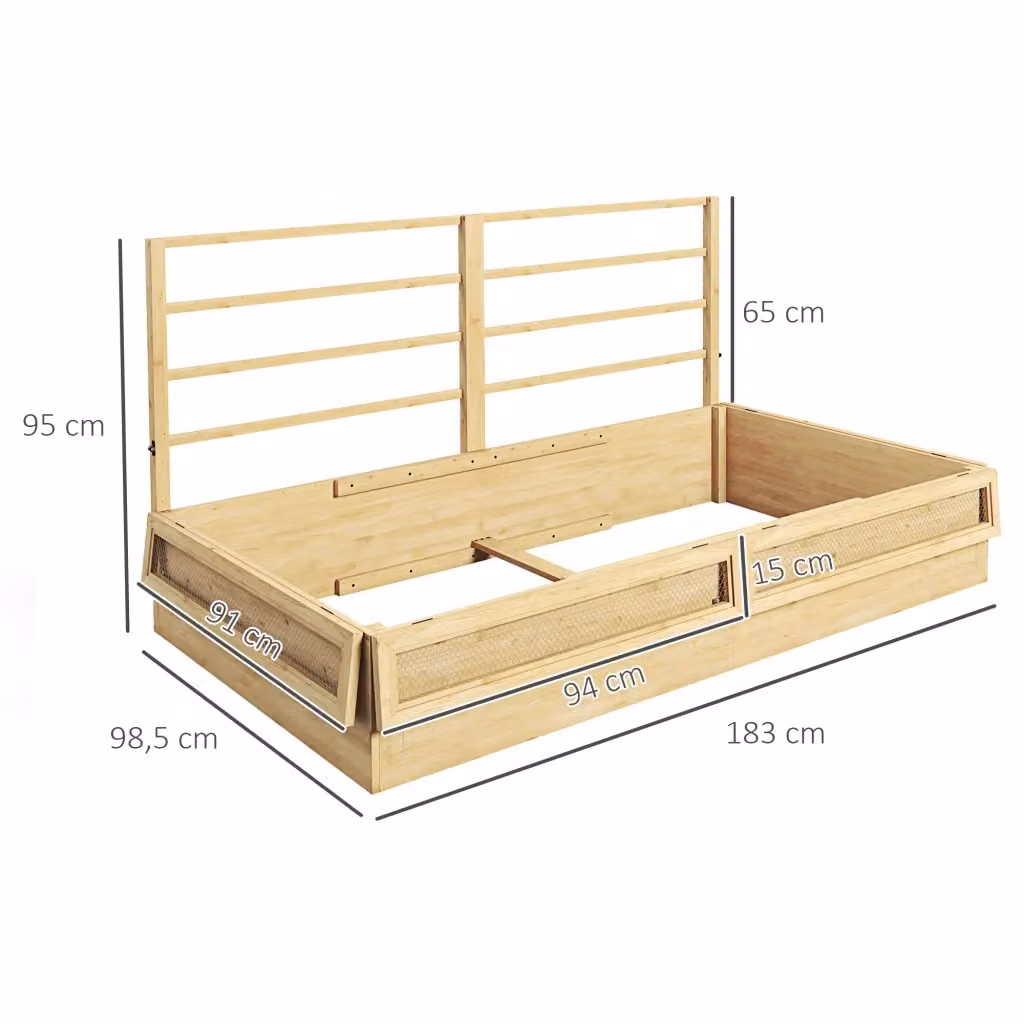 L/P/H: 183 x 98,5 x 95 cm fioriera rialzata WISHDOR in legno naturale marrone con traliccio 2 in 1 per orto e giardino ornamentale – 2