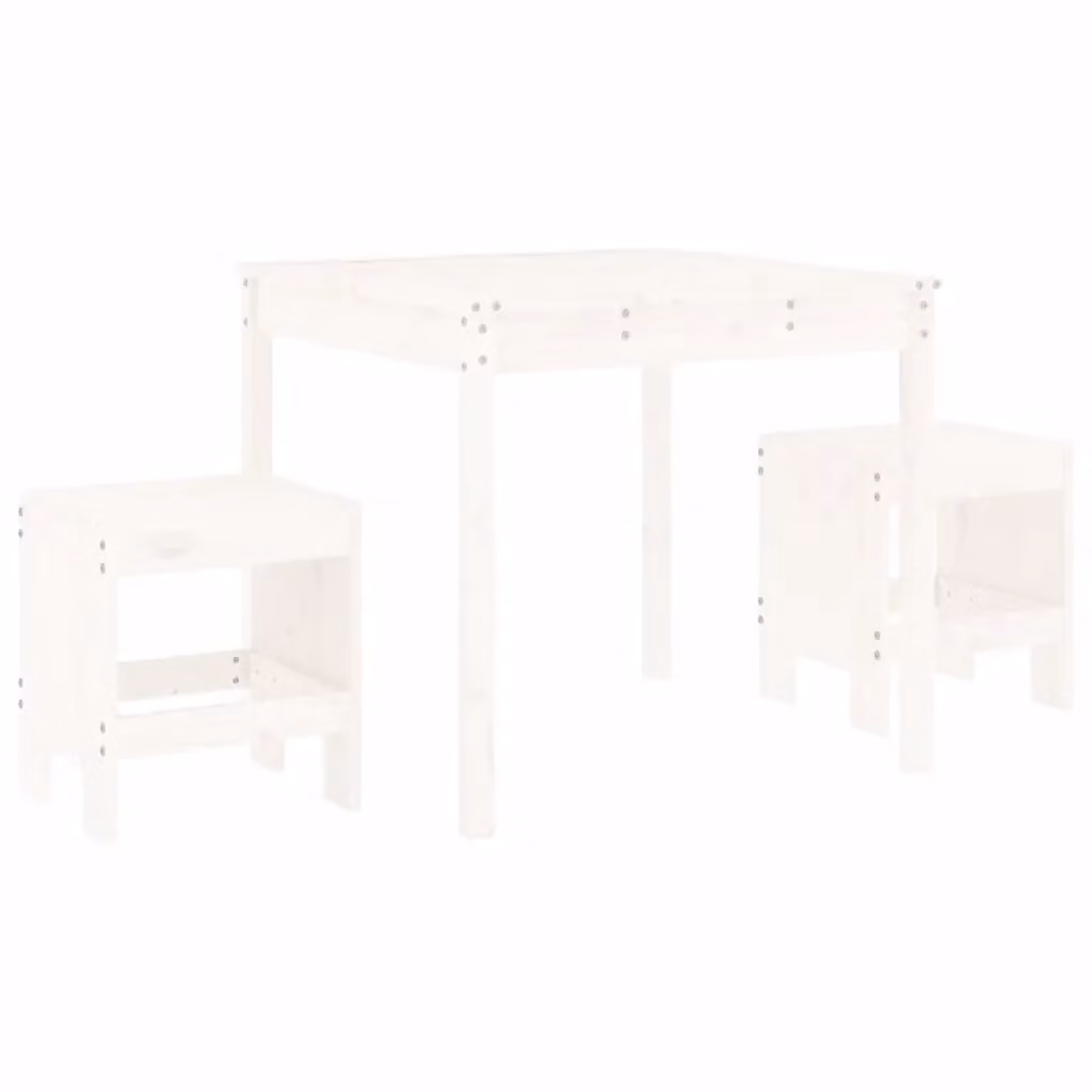 Set da Bistrot da Giardino 3pz vidaXL in Legno di Pino Bianco Laccato – 2