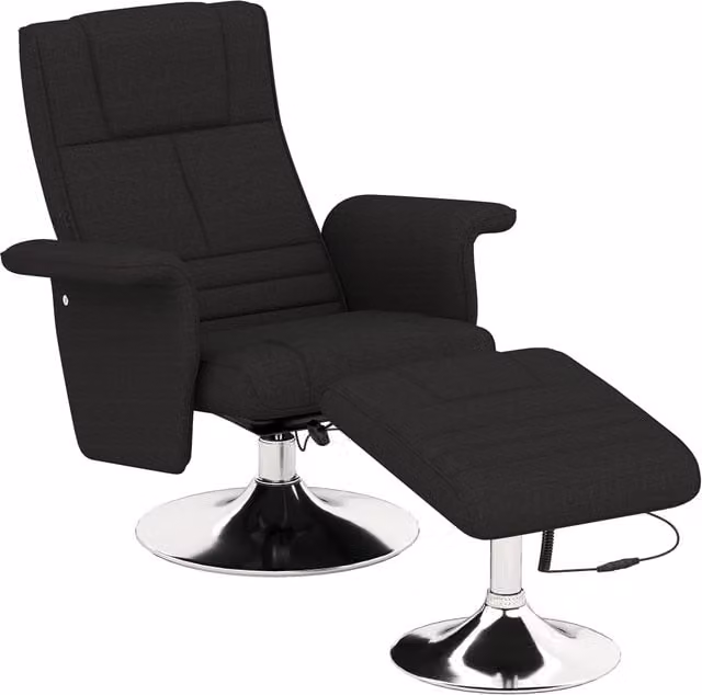 Poltrona Massaggiante Reclinabile con Poggiapiedi ¨C Zephmum ¨C 78x95x88 cm Nero