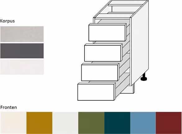 Base per cucina corpo 40cm colore frontale lava RAL 3004 viola opaco (RI-D4M/40)