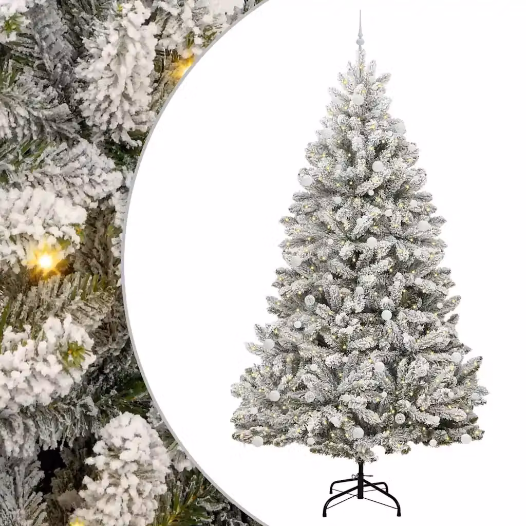 Albero di Natale artificiale moderno vidaXL verde con 300 LED bianco caldo e struttura in metallo e PVC, Altezza: 270 cm – 2