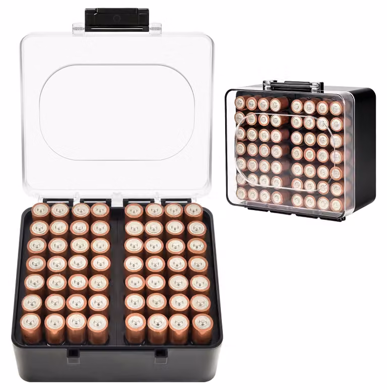 Scatola porta batterie, organizer per batterie AA e AAA
