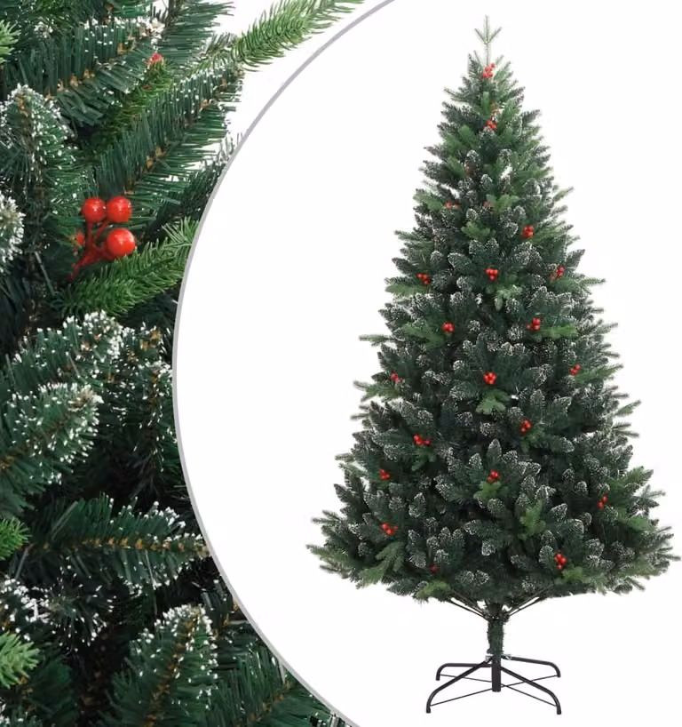 Maison Exclusive - Albero di Natale artificiale pieghevole con bacche rosse, 210 cm