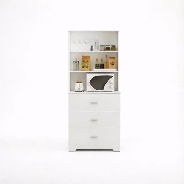 Libreria Chicfurn bianca con 3 cassetti e 3 vani aperti, mobile contenitore moderno in legno MDF per soggiorno o ufficio, H: 182,2 cm, L: 79,0 cm, P: 39,5 cm