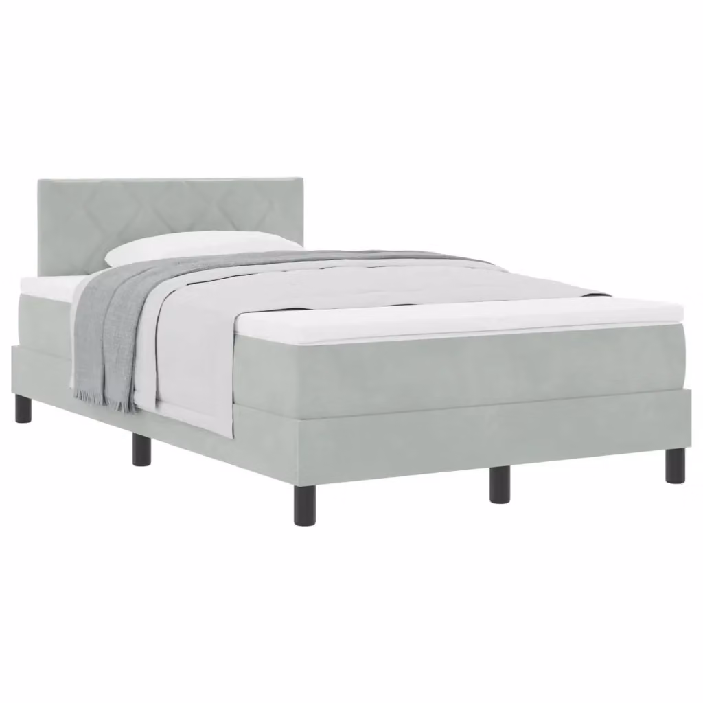 Letto matrimoniale moderno vidaXL con testiera in velluto grigio, L/P/H: 120 x 200 x 123 cm – 2
