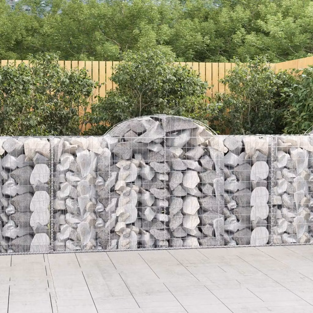 Set di 12 cesti gabbioni ad arco vidaXL in ferro zincato grigio, L: 200 cm, P: 50 cm, H: 100-120 cm