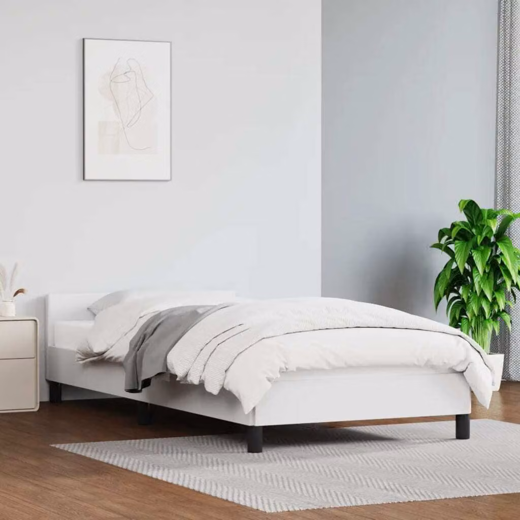 The Living Store Struttura letto con testiera bianca 100x200 cm in ecopelle