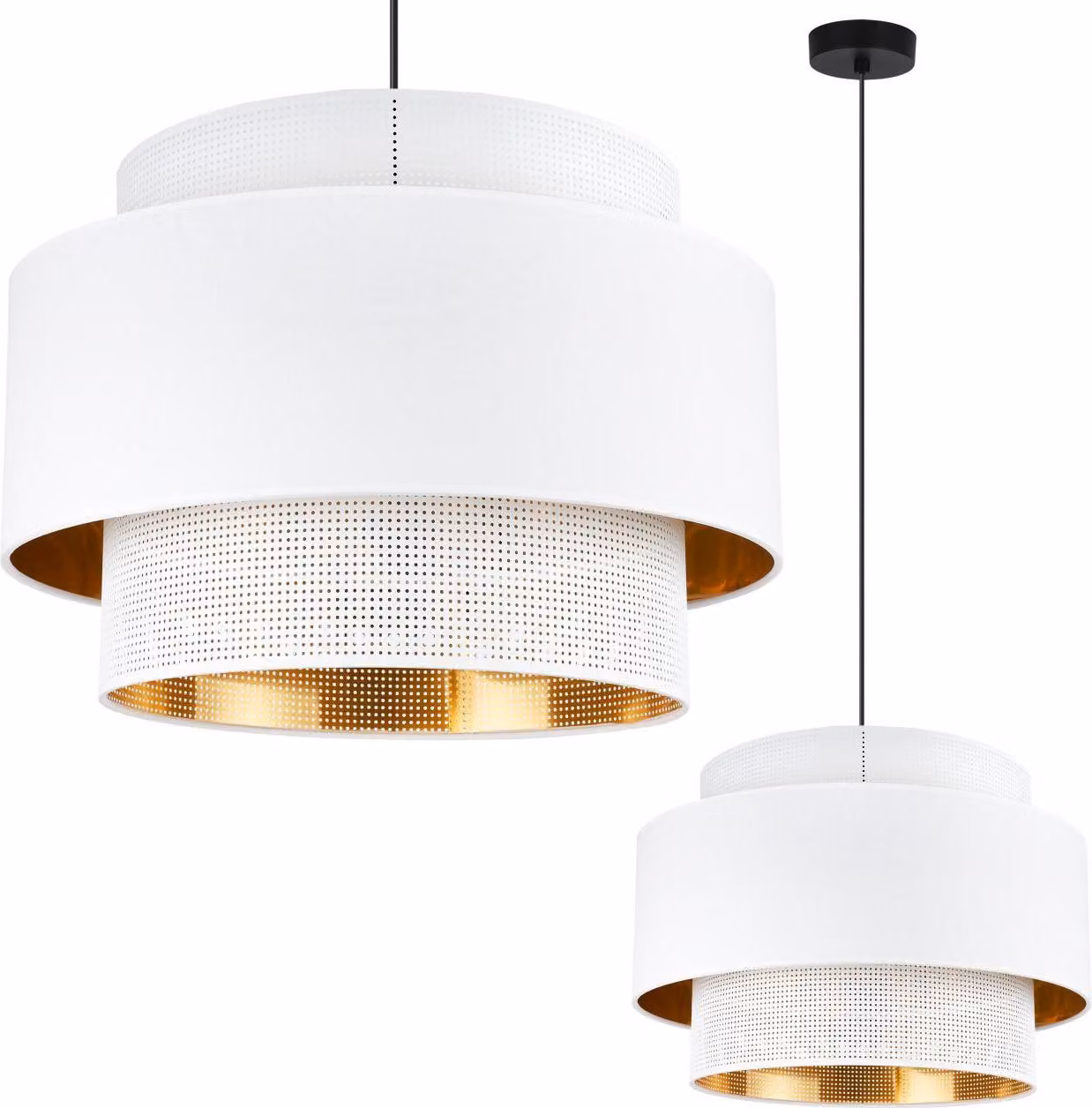 Asti Trio Lampada A Sospensione Oro Bianco 45Cm Maglia