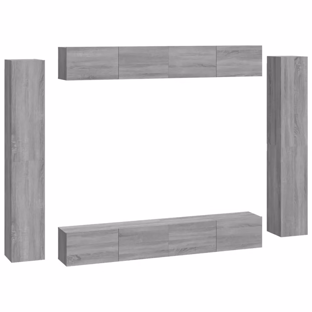 Set di mobili porta TV da 8 pezzi vidaXL in legno multistrato color grigio sonoma per il tuo soggiorno – 2