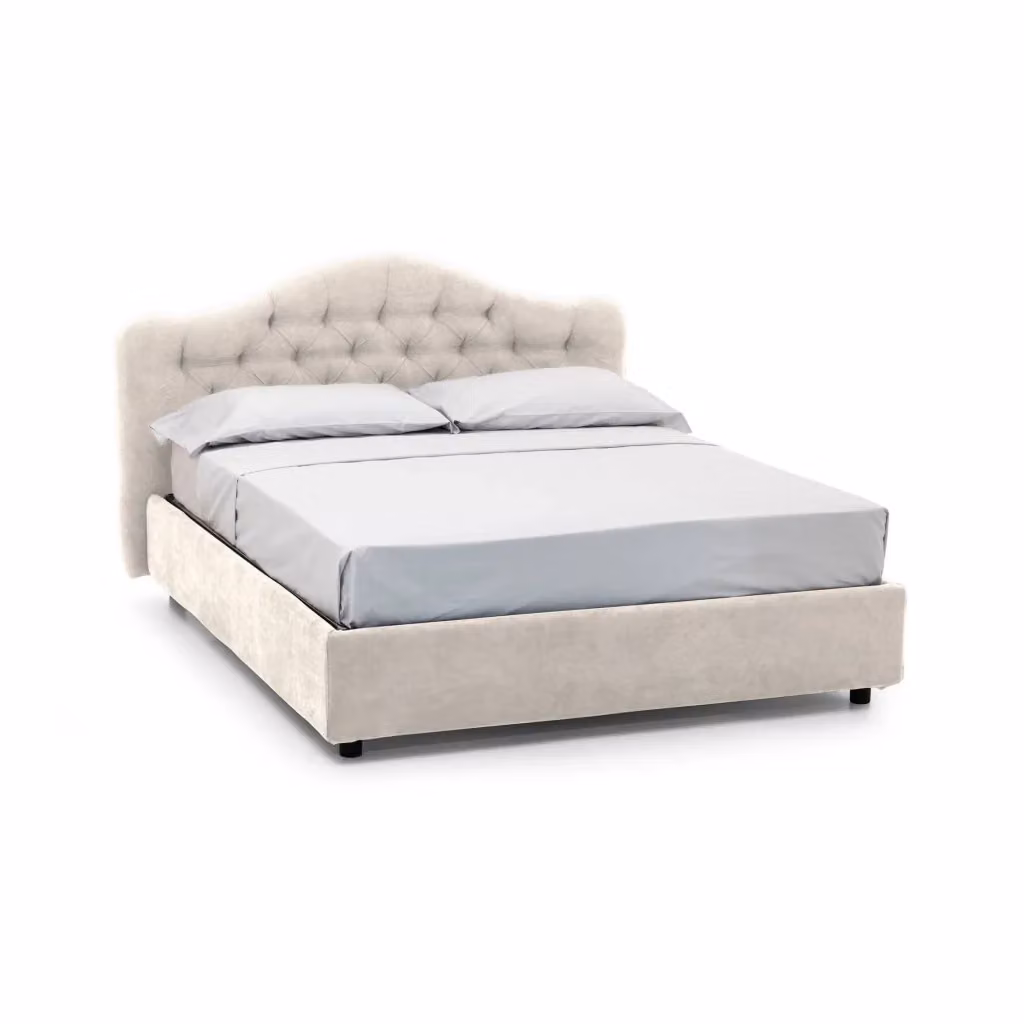 Letto Matrimoniale Arex DMORA con Contenitore e Rivestimento Sfoderabile Beige L/P: 160 x 200 cm – 2