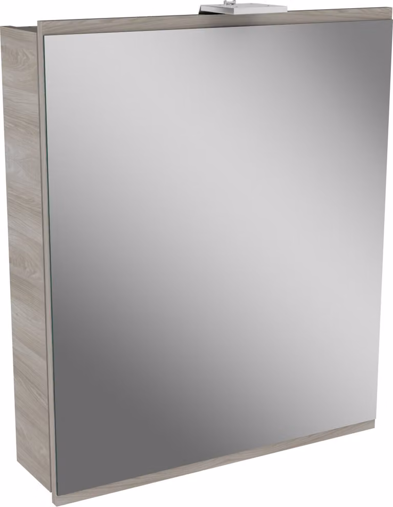 FACKELMANN Armadietto a specchio LED LIMA / Armadietto da bagno con chiusura ammortizzata / Dimensioni (L x A x P): circa 60 x 73 x 15,5 cm / Mobile per WC o bagno / Corpo: marrone / Frontale: marrone/specchio