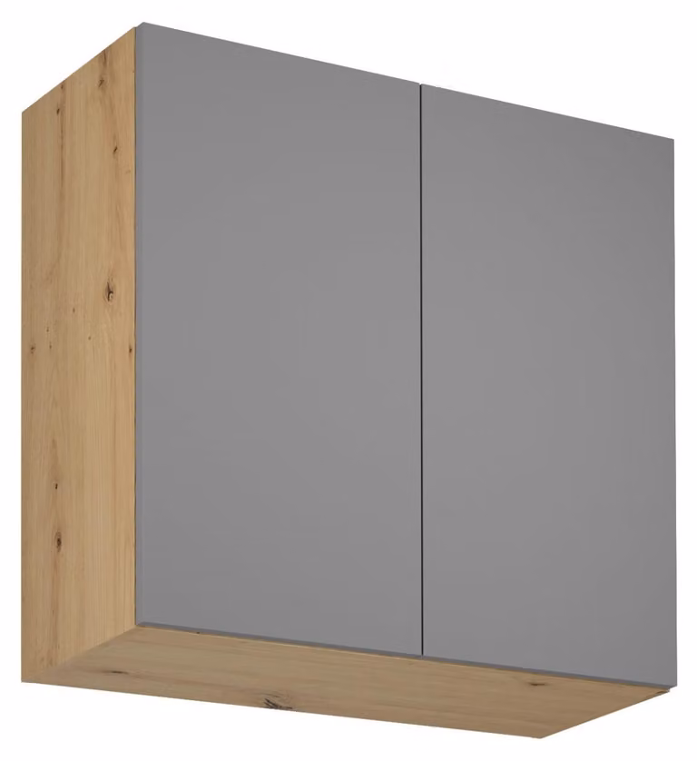 Pensile da cucina VALEN - larghezza 80 cm, rovere artigianale / grigio-beige