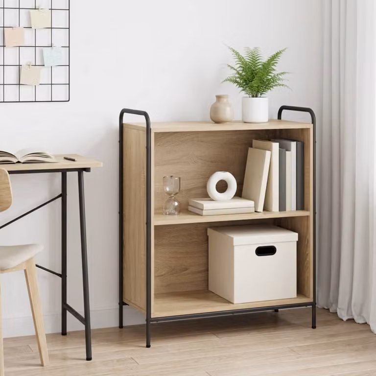 Armadio per libri moderno vidaXL in legno e metallo marrone L 80 cm x P 33 cm x H 80 cm