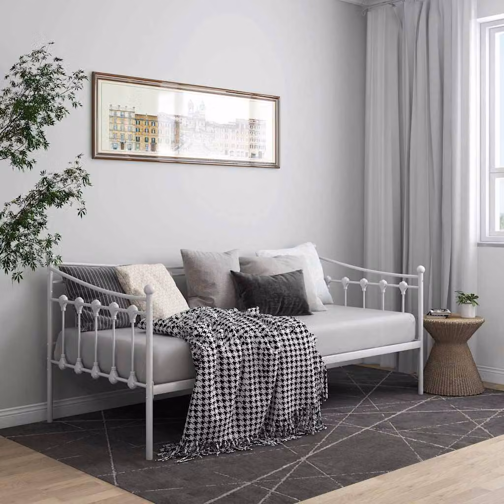 vidaXL Telaio Divano Letto in Metallo Bianco con Doghe Rigide L/P: 90 x 200 cm