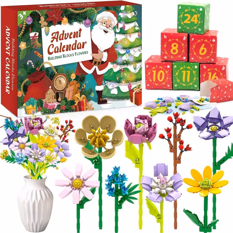 Calendario dell'Avvento 2025: 24 fiori artificiali, bouquet per donne