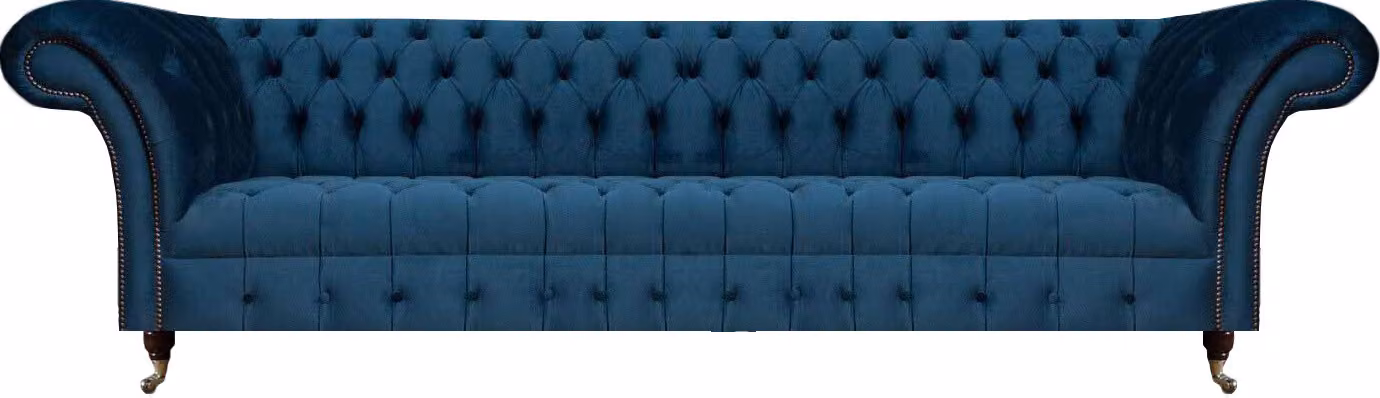 Blau Sitzmöbel Sofa Couch Viersitzer Chesterfield Polster Sitz Wohnzimmer