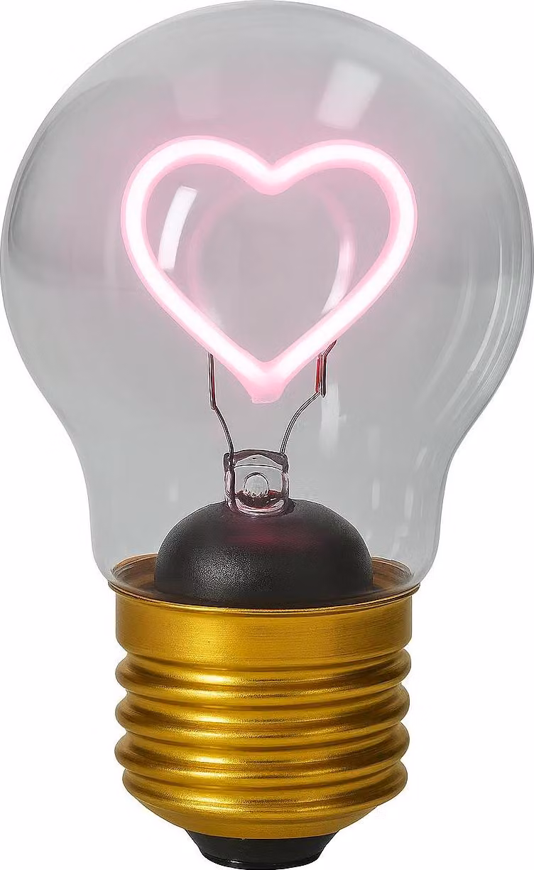 Lampadina in vetro con cuore