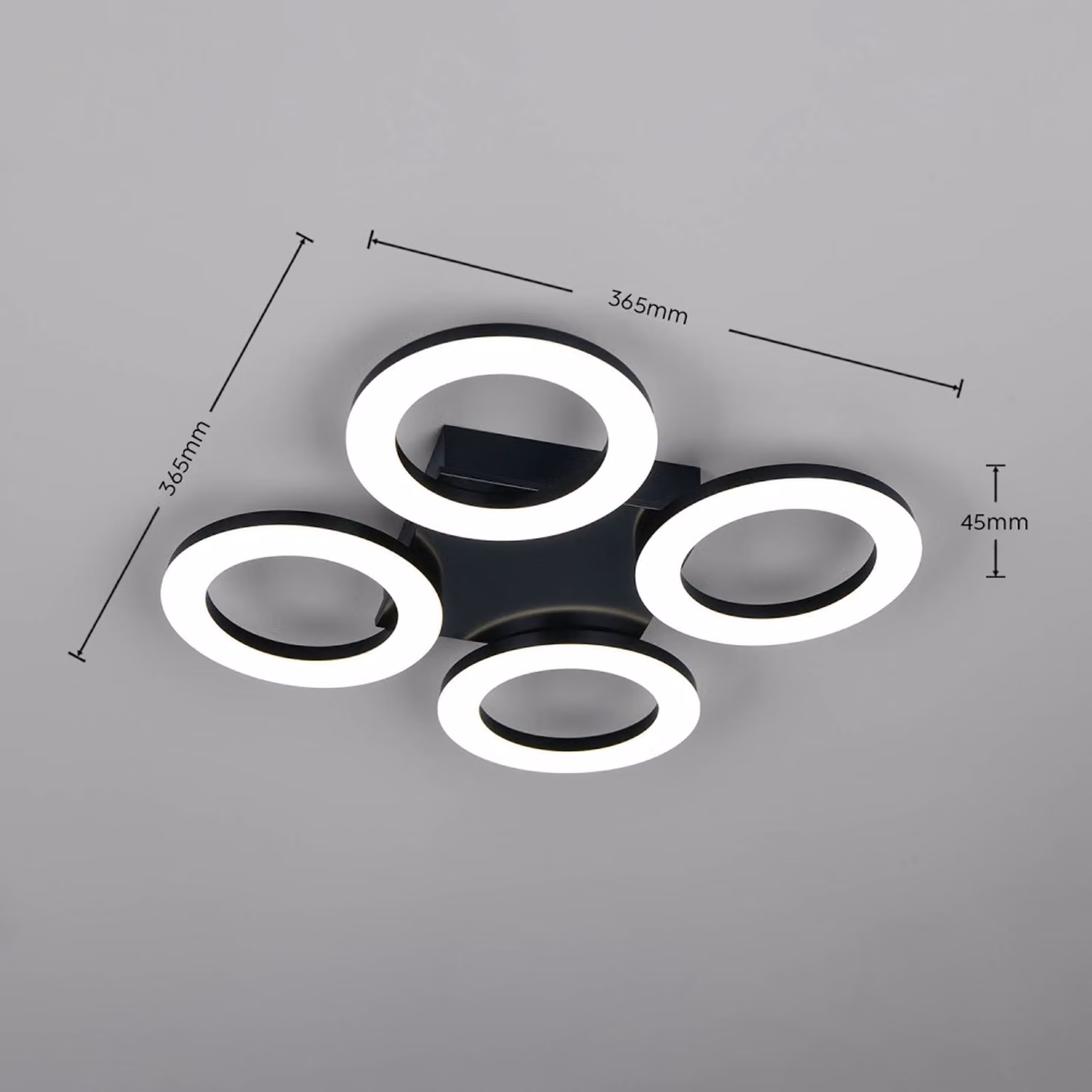 Reality Leuchten Plafoniera soffitto Cemi, Nero, Cucina, Plastica, Moderno, Plafoniera