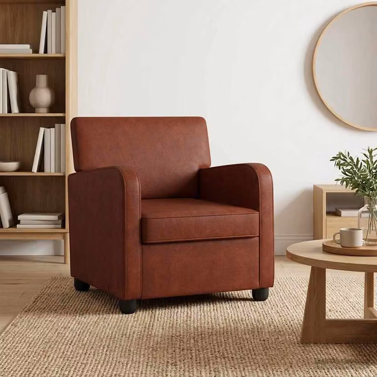 Poltrona lounge moderna vidaXL in similpelle marrone lucido con braccioli