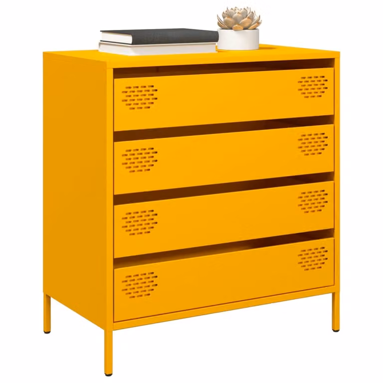 vidaXL Credenza Moderna in Metallo Gialla L: 68 cm, P: 39 cm, H: 73,5 cm