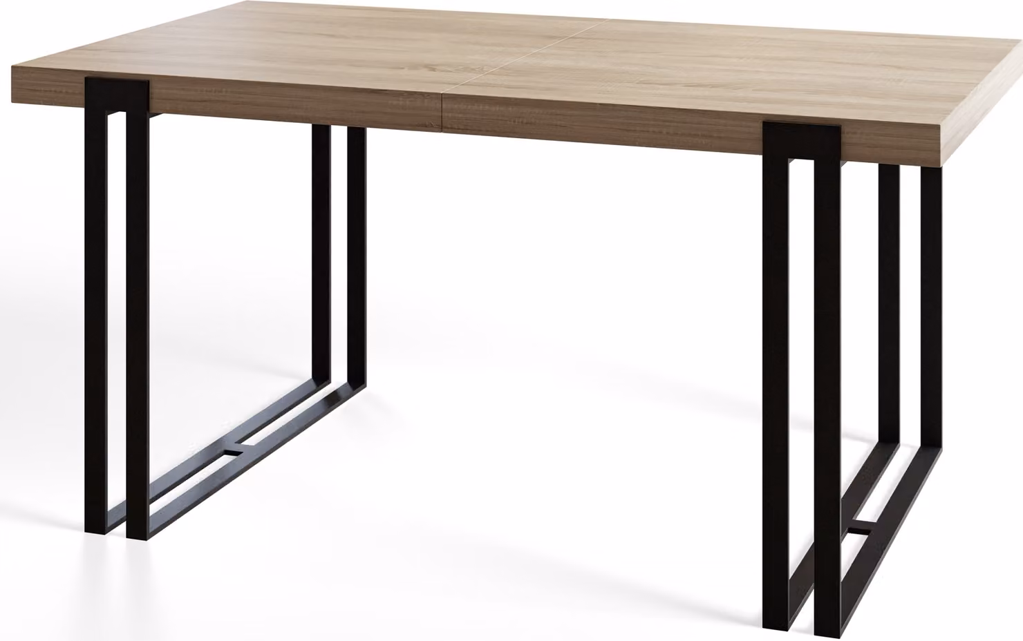 Alpi Mobili, tavolo da pranzo rettangolare rosa, design moderno, dimensioni 200x90x77 cm, finitura Sonoma con gambe in metallo nero