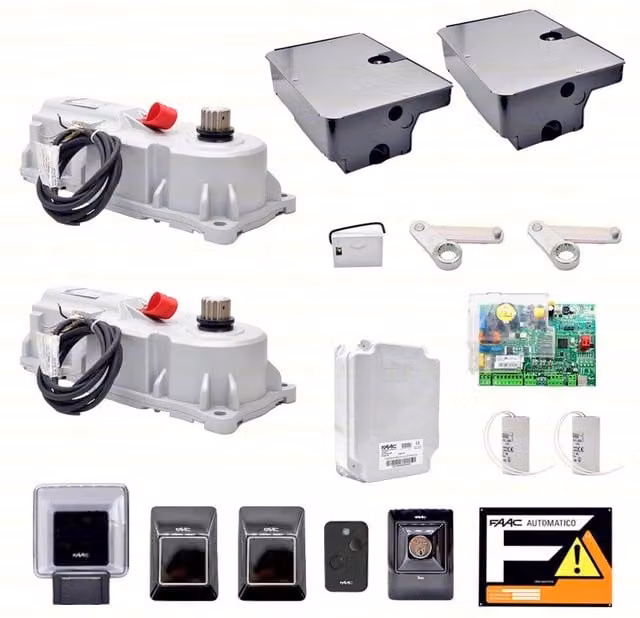 FAAC Power Kit 770 24V con Casse di Fondazione 490065 per Cancello Battente Interrato Grigio