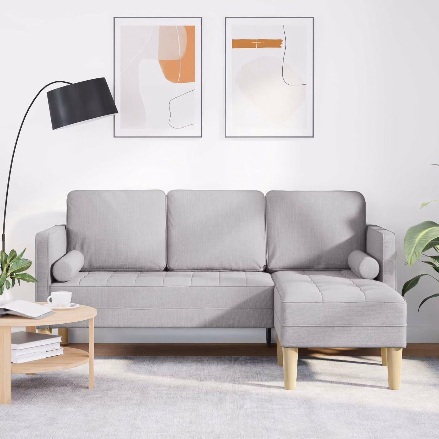 Set di divani angolari vidaXL in tessuto reversibile, Grigio e Beige, L/P/H: 173 x 131 x 67 cm