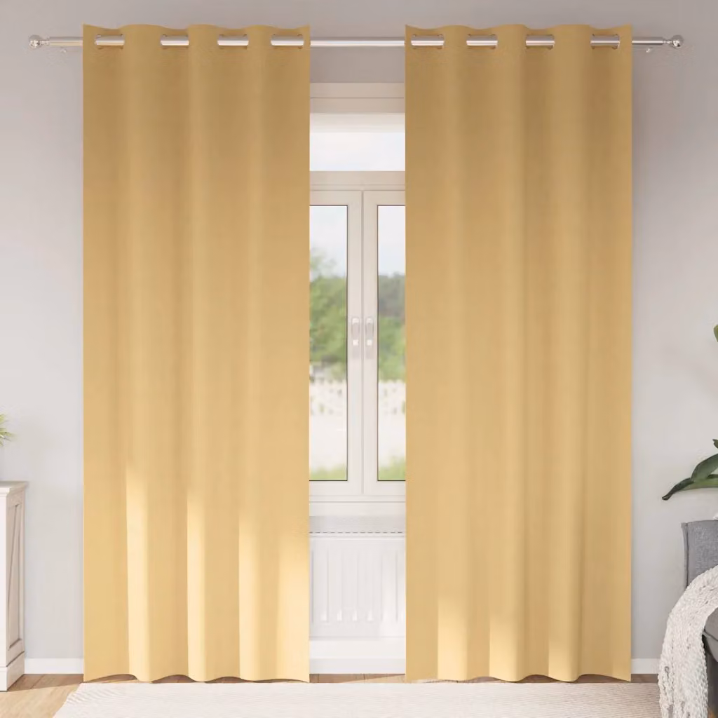 Set di 2 tende blackout vidaXL con anelli in poliestere, colore beige, H: 245 cm x L: 140 cm