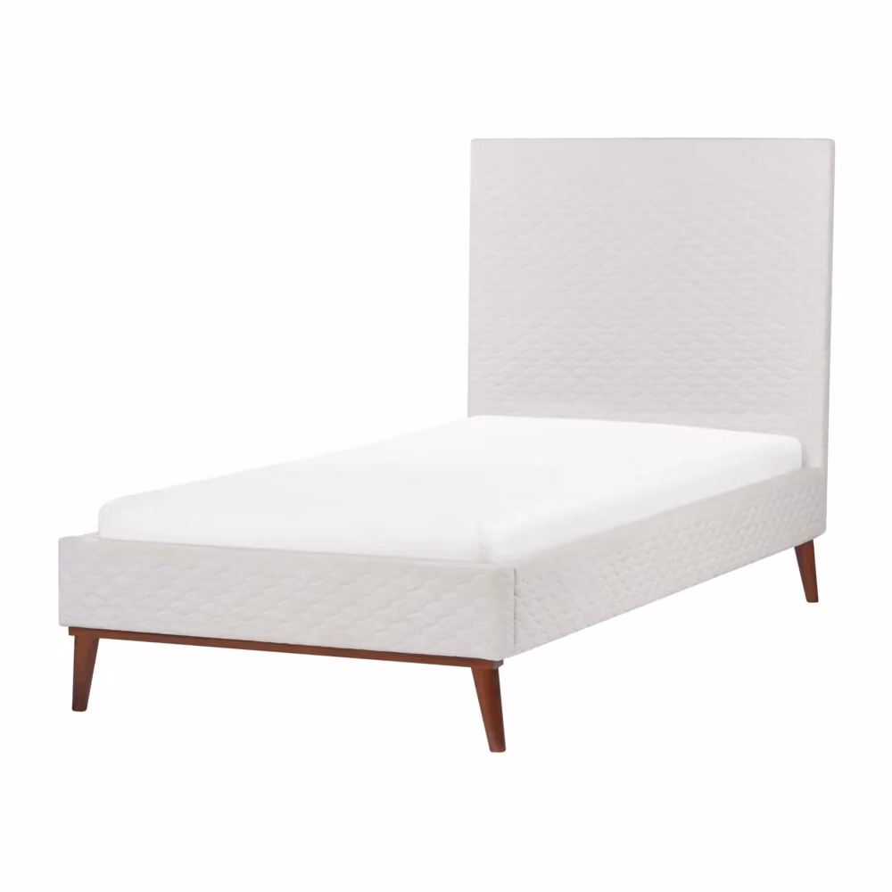 Letto imbottito Beliani in velluto bianco con struttura a nido d'ape stile classico L/P/H: 212 x 90 x 121 cm – 2