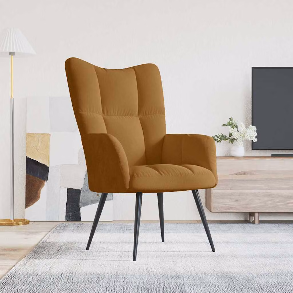 vidaXL Poltrona Relax Reclinabile in Velluto Marrone con Braccioli e Struttura in Metallo