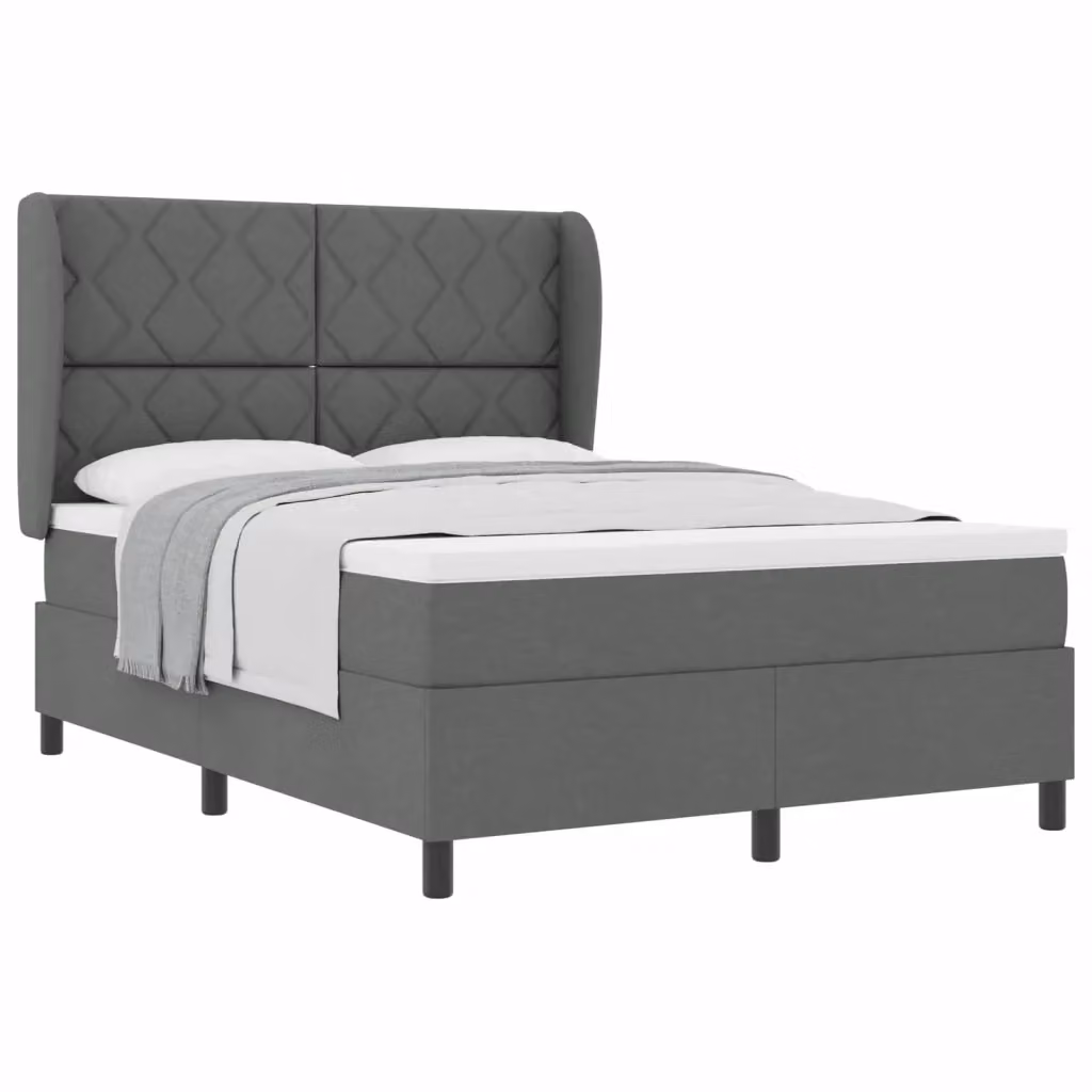 Letto a molle moderno con testiera in tessuto grigio vidaXL L/P: 140 x 200 cm – 2
