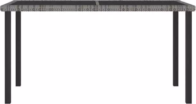 Tavolo da pranzo rettangolare da esterno in polyrattan e vetro grigio L: 140 cm, P: 70 cm, H: 73 cm