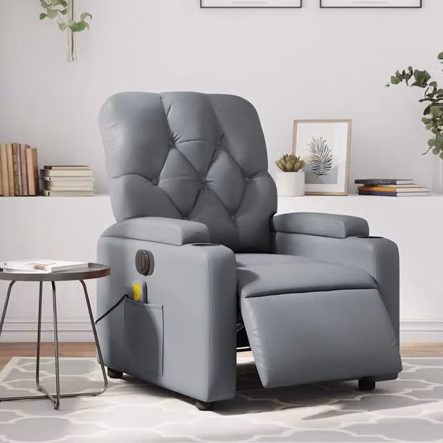 Divano Sedia-Poltrona Massaggiante Elettrica Reclinabile Grigio Similpelle 966512