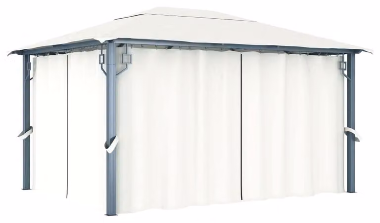 Padiglione con tende - 400x300 cm, color crema - struttura in alluminio e acciaio