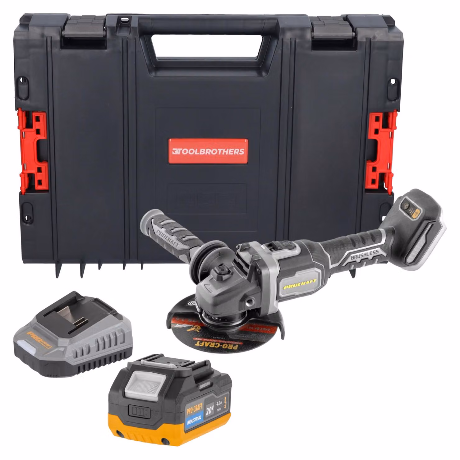 Procraft Industrial AG125Bbb Smerigliatrice angolare a batteria 20 V 125 mm Brushless Solo - senza batteria, senza caricabatteria