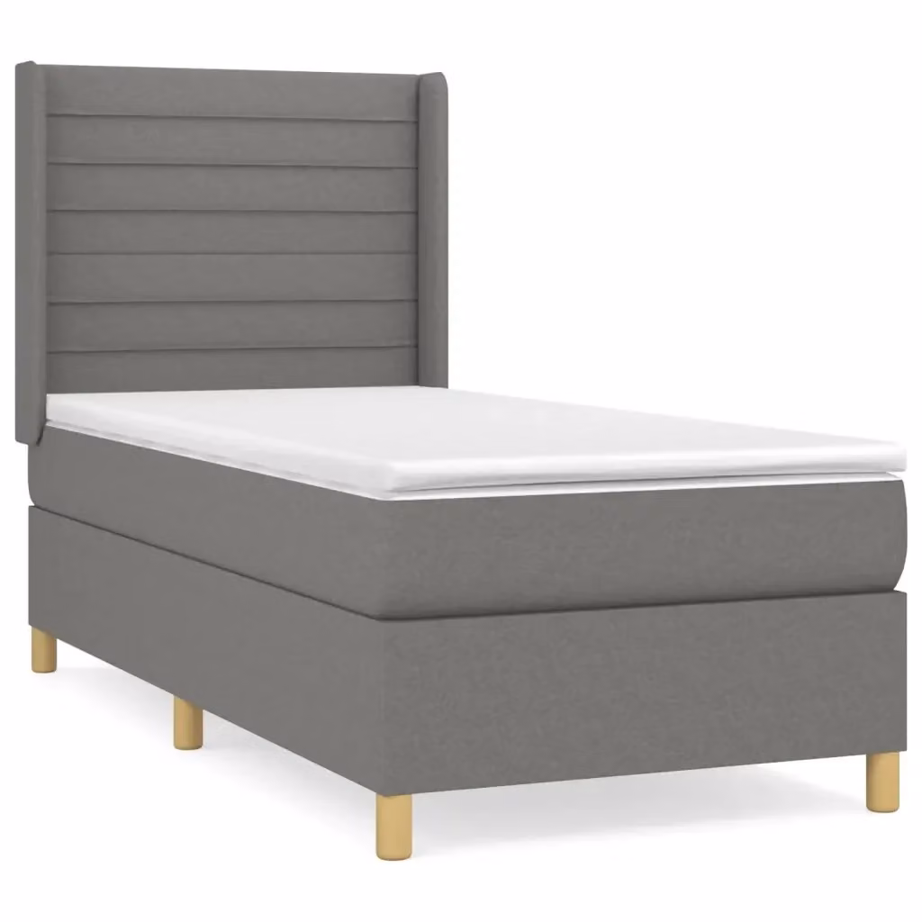 Letto ibrido vidaXL con giroletto a molle e materasso in tessuto, Grigio e Bianco, L/P/H: 90 x 193 x 128 cm – 2