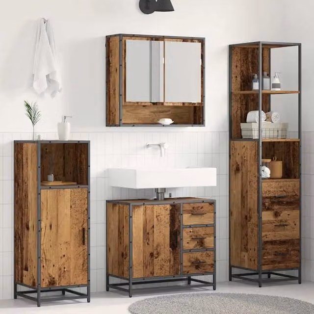 Set di mobili per il bagno 3 pz Legno vecchio 3402521