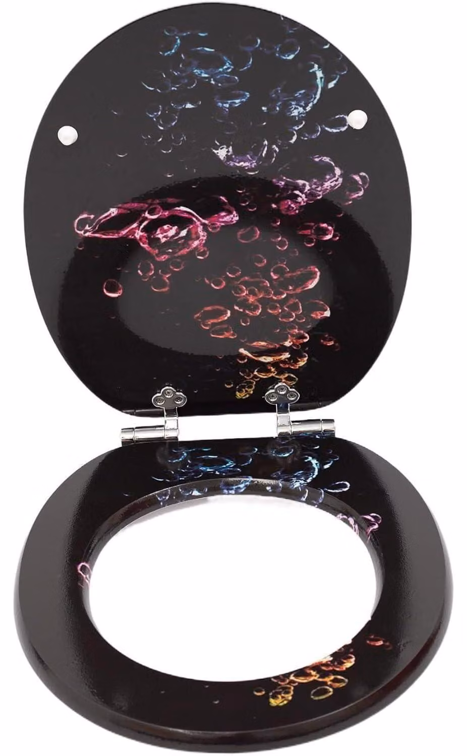 Copertura per WC in legno con sistema di abbassamento automatico, disponibile in molti colori e con diversi motivi, facile da montare, dimensioni 43,5 x 37,8 cm
