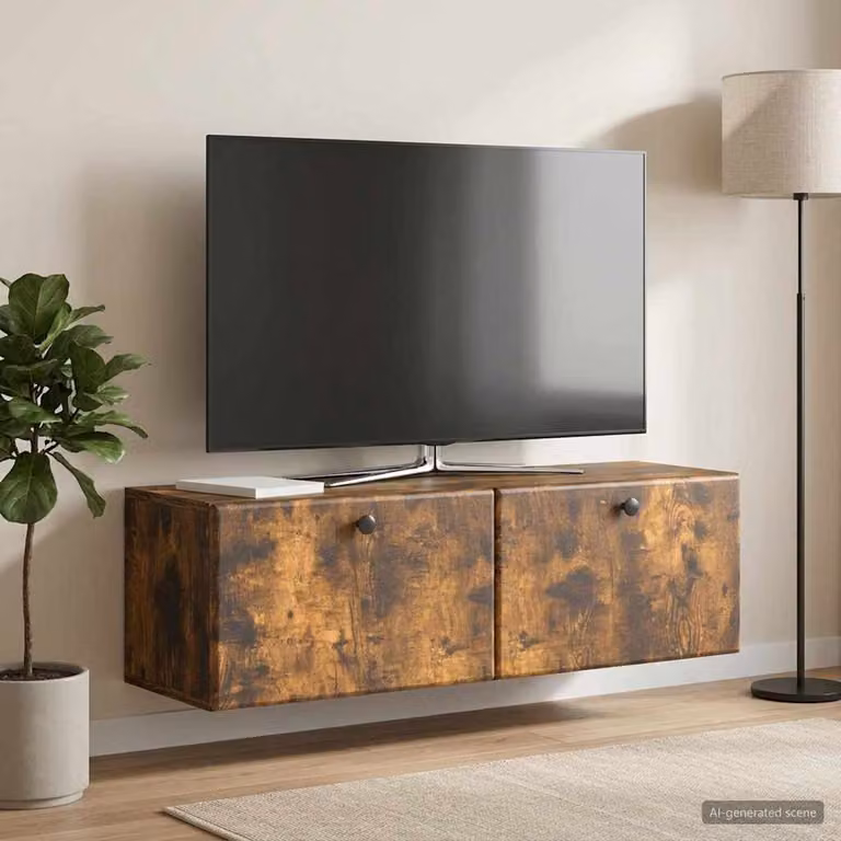 vidaXL Mobile Porta TV da Muro Moderno in Legno Marrone L: 98 cm, P: 31 cm, H: 30 cm