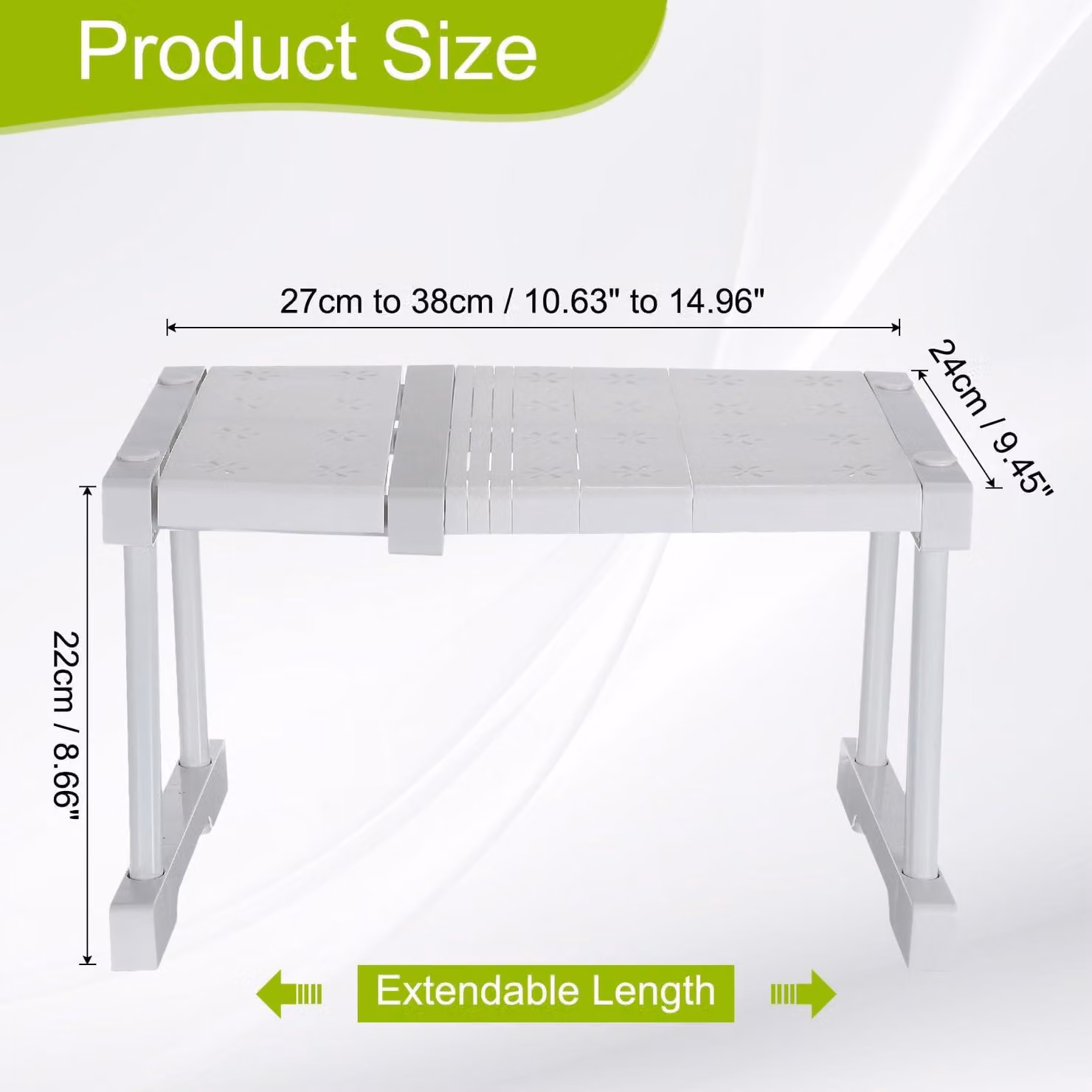 Omgoods - Portaoggetti regolabile per armadi, estensibile da 27 a 38 cm, con motivo floreale