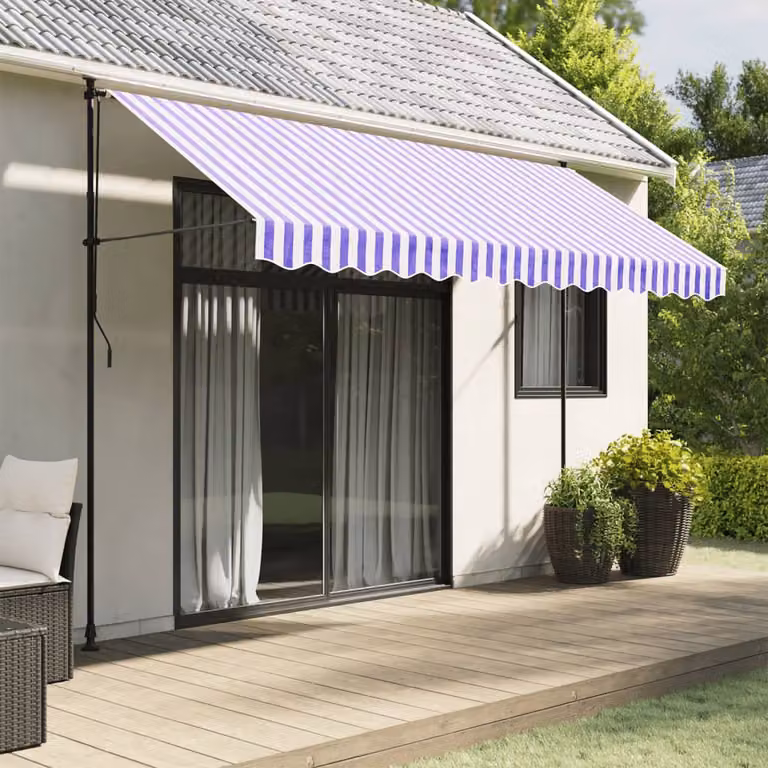 Ricambio in poliestere per tenda da sole vidaXL, righe blu e bianche, L: 330 cm x H: 20 cm