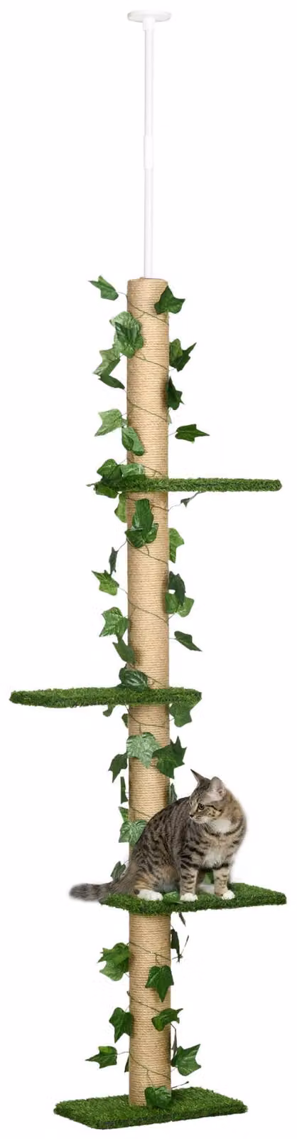 PawHut, tiragraffi per gatti di medie dimensioni, altezza regolabile da 202 a 242 cm, colore verde e giallo