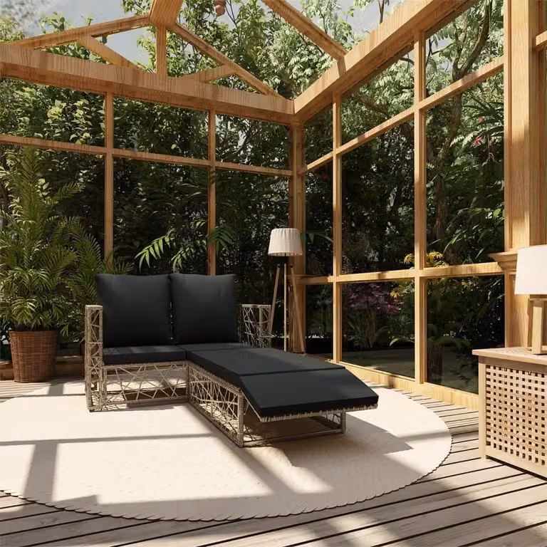 Maison Exclusive - Set da giardino a 2 pezzi con cuscini in polyrattan grigio