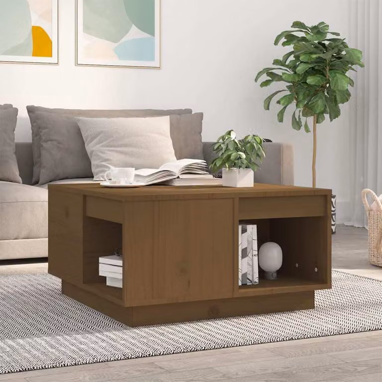 Maison Exclusive - Tavolino da salotto marrone miele 60x61x32,5 cm in legno massello di pino