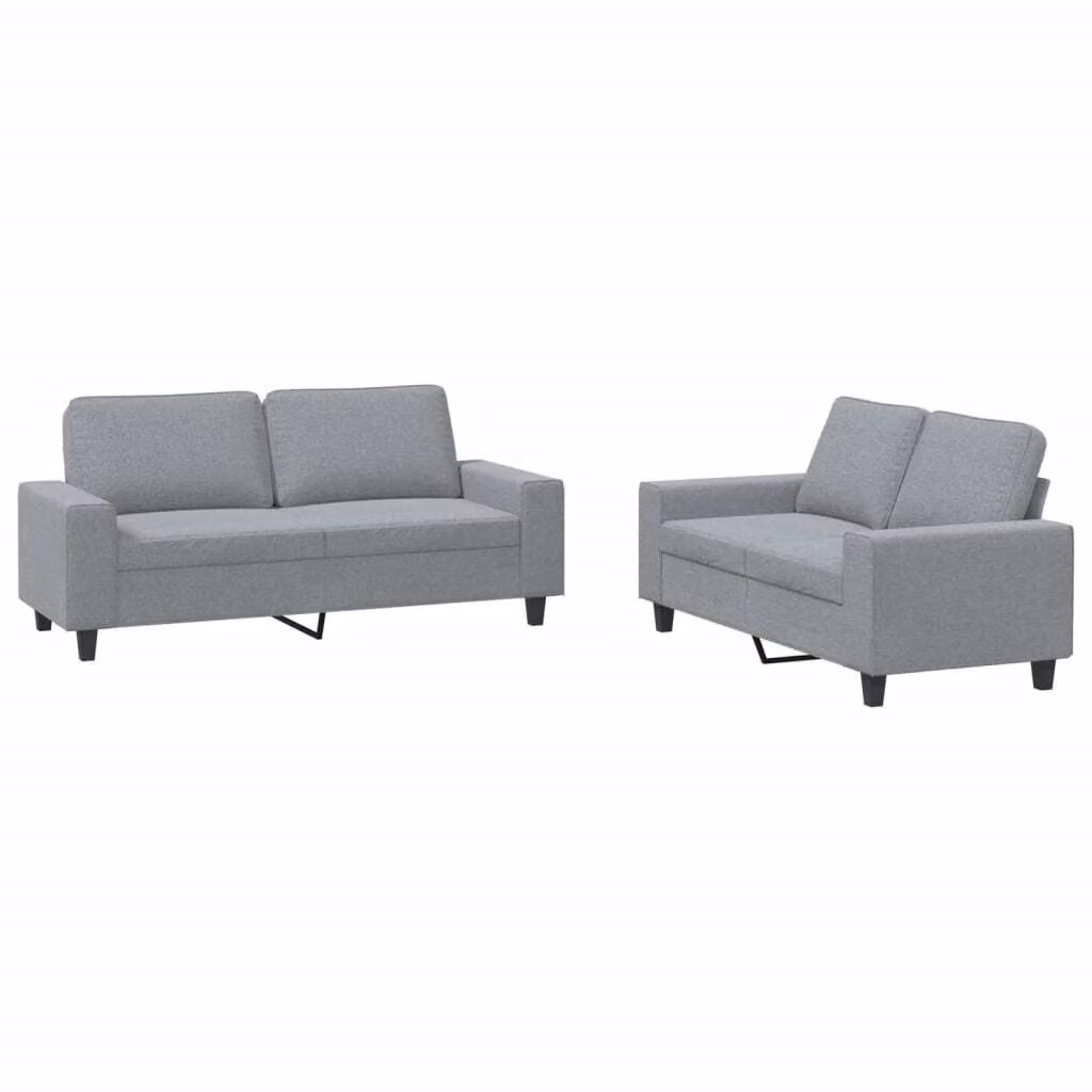 Set di Divani 2 pz Grigio Chiaro in Tessuto