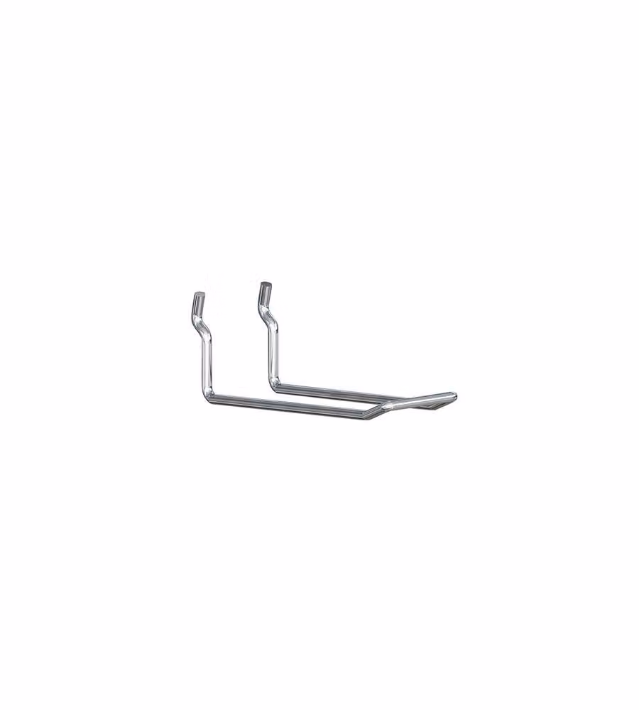 Ganci doppi in metallo per pannello forato - 14 cm. - 8 pz.