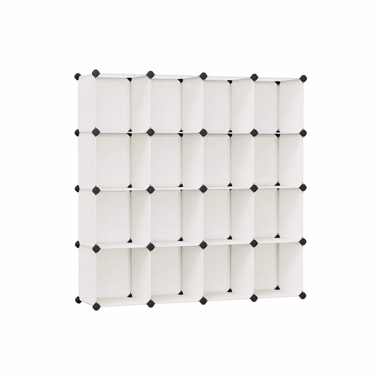 Scarpiera Componibile a Cubi Modulari per Camera da Letto Cabina Armadio, Bianco Crema